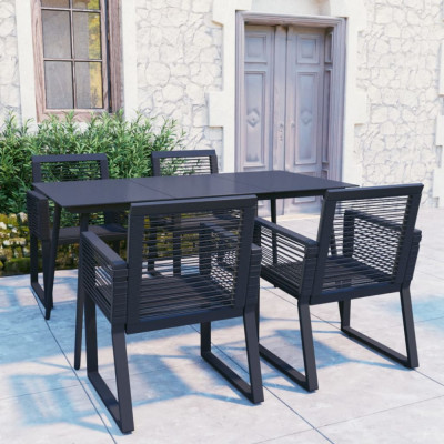 vidaXL Set mobilier de exterior, 5 piese, negru, ratan PVC foto