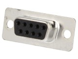 Conector D-Sub 9 pini mamă pe cablu - Mufă cu lipire, pini ştanţaţi