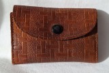 Portofel vechi din piele maro, fabricat in Romania in anii 1960-1970