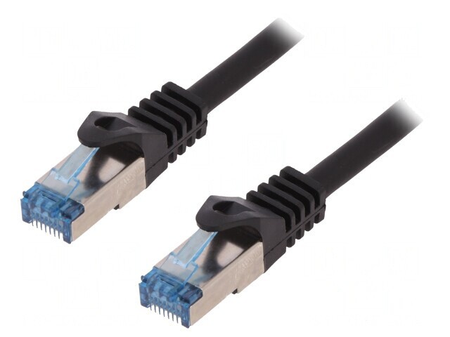 Patch cord S/FTP 6a Cu LSZH negru 0.5m 26AWG