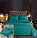 Cumpara ieftin Lenjerie Pat Damasc Verde, 6 Piese, Fara Elastic - Husa Pilota 200x230cm, Cearceaf 240x250cm, Fete Perna 55x75cm + 70x70cm