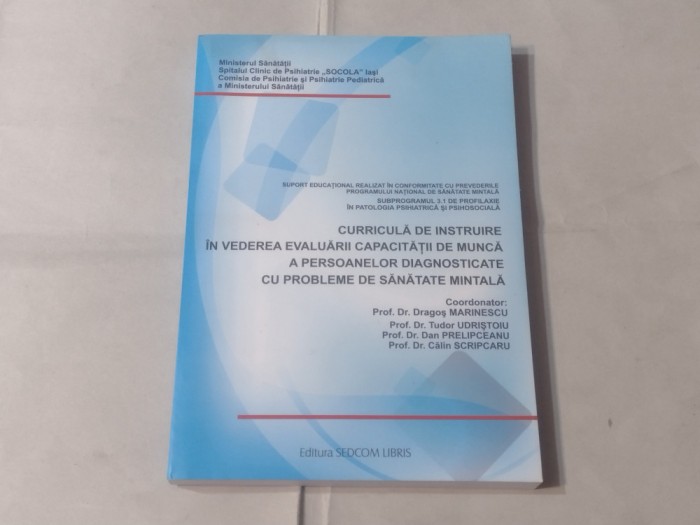 CURRICULA DE INSTRUIRE IN VEDEREA EVALUARII CAPACITATII DE MUNCA A PERSOANELOR..