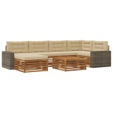 vidaXL Set de canapele de exterior cu pernă 7 pcs Natural și Bej 3383611