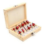 Cumpara ieftin Set 12 freze pentru lemn 8 mm, profile drepte, V, 45&deg;, core box si coada de delfin, pentru masina de frezat verticala, KRAFTNER KF-3088
