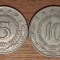 Iugoslavia - set 2 colectie 2 monede uriase - 5 + 10 dinari / dinara 1974 / 1977