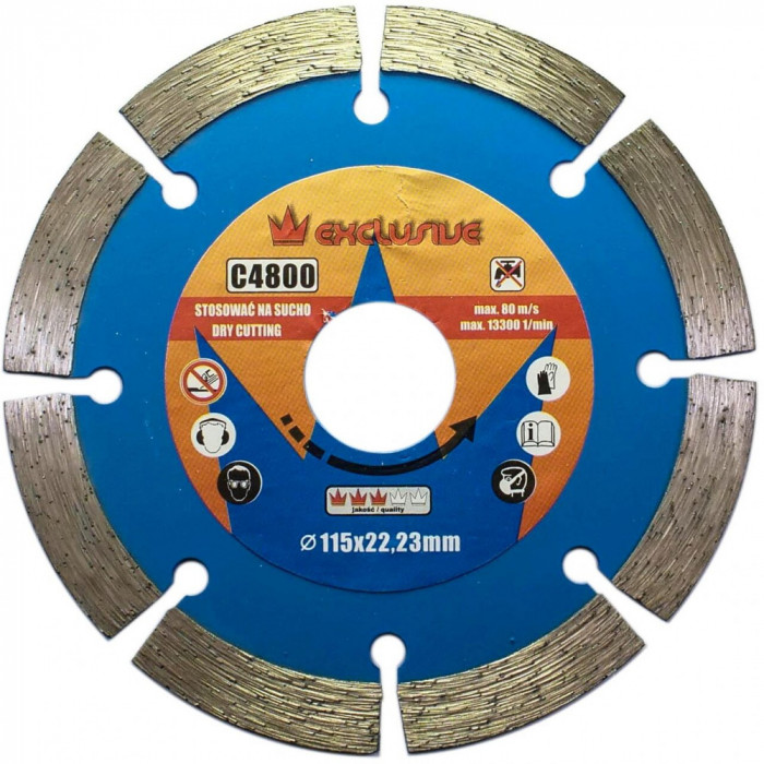 Disc diamantat segmentat, beton, taiere uscata, 115 mm/22.23 mm, Richmann Exclusive