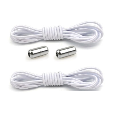 Set 2 sireturi elastice cu sistem de prindere, capsula metalica - Alb foto