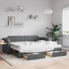 VidaXL Pat de zi cu extensie și sertare, gri &icirc;nchis, 90x200 cm textil