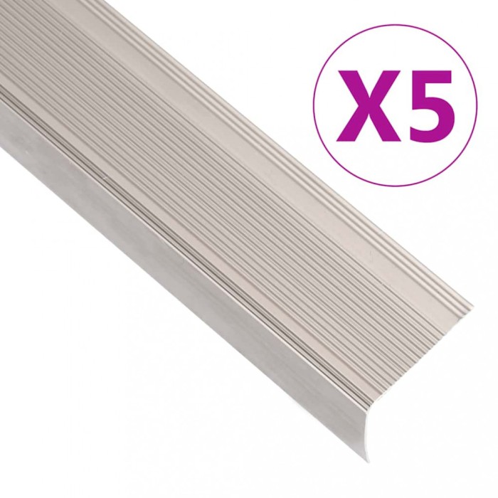Profile trepte &icirc;n formă de L, 5 buc. șampanie 100 cm aluminiu