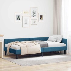 vidaXL Cadru de pat colțar cu headboard Manual albastru 90 x 200 cm