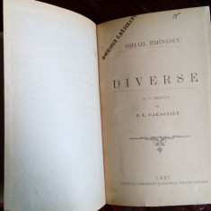 MIHAIL EMINESCU - DIVERSE (cu o prefata de I.L. CARAGIALE) [IASI / SARAGA, 1895]