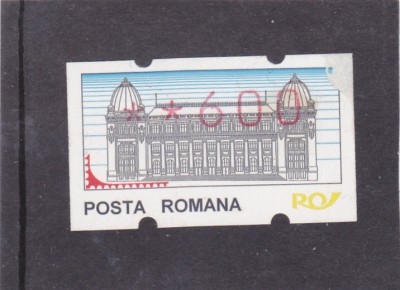 ROMANIA TIMBRU DE AUTOMAT VALOARE 600 LEI, NEFOLOSIT foto