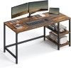 VASAGLE Birou cu 2 rafturi stanga sau dreapta, stil industrial, 60x140x76 cm, maro rustic Household NewTrend