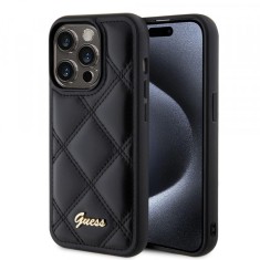Husa pentru Apple iPhone 15 Pro Max, Guess, Quilted Metal Logo, Neagra