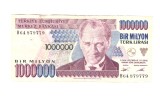 Bancnota Turcia 1000000 lire 1995, seria B, circulata, stare buna