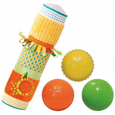 Set tub cu mingii senzoriale Ludi, PVC, 40 x 10 cm, 6 luni+, Multicolor