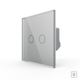 Cumpara ieftin Intrerupator dublu cu variator touch Livolo din sticla, gri