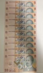 Bancnote 10 lei 2018 UNC serie consecutiva
