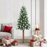 vidaXL Brad de Crăciun subțire Verde 180 cm PVC și lemn de PIN masiv 3394867
