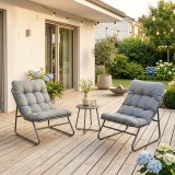 Set mobilier gradina Malm&ouml; 3 piese cu fotolii si masa, gri &icirc;nchis