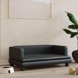 VidaXL Pat de c&acirc;ini, negru, 80x45x30 cm, piele ecologică