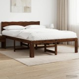 Cumpara ieftin Cadru de pat dublu cu spatar ROSTOCK Maro inchis 150 x 200 cm