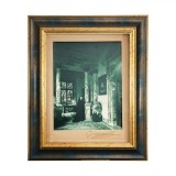 Regina Elisabeta &icirc;n galeria de marmură a Castelului Peleș, fotografie de mari dimensiuni cu semnătură olografă