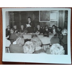Fotografie de la Sedinta festiva a sarbatoririi lui Aurel Cosma, 1971, Alexandru Jebeleanu, Petru Vintila si altii