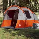 VidaXL Cort de camping tunel 4 persoane, gri/portocaliu, impermeabil