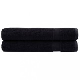 VidaXL Prosoape premium SOLUND 2 buc. negru 100x200 cm 600 gsm