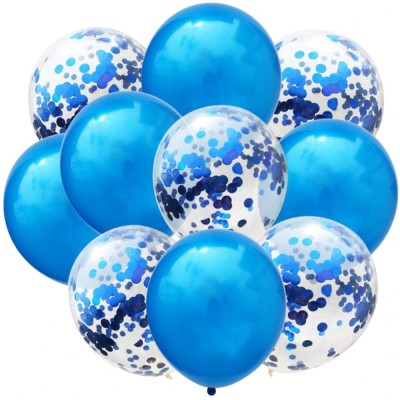 Set 10 baloane din latex, flippy, model party confetti, 5 x confetti, 5 x albastru, 25 cm, 2.2g foto