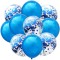 Set 10 baloane din latex, flippy, model party confetti, 5 x confetti, 5 x albastru, 25 cm, 2.2g
