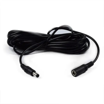 Cablu prelungitor 2x0.5mm2 DC 5.5/2.1 mufa - DC 5.5/2.1 soclu 5m 3A drept negru POS POSDC-Y-PS21-5.0 foto