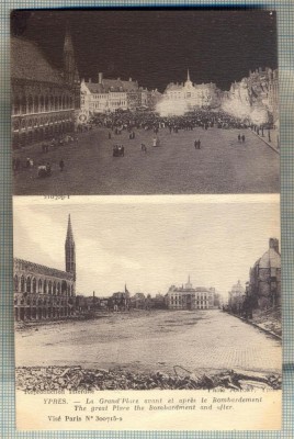 AD 43 C. P. VECHE -YPRES - LA GRAND&amp;#039;PLACE AVANT ET APRES LE BOMBARDAMENT-BELGIA foto