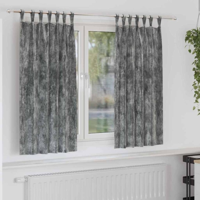 vidaXL Draperie cu perdele 2 pcs Gri 175 x 140 cm Catifea 4107724