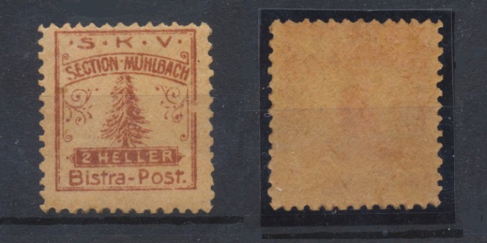 1906 Posta locala Bistra timbru neemis 2 helleri tirajul rarisim de la Viena MNH