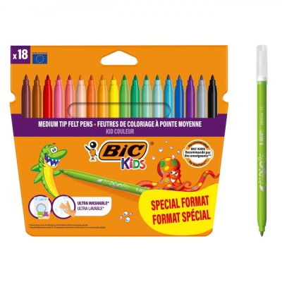 Set Carioci Lavabile, BIC, 18 Bucăți, V&amp;acirc;rf Subțire, Multicolor foto