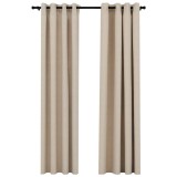 Perdele opace, aspect panza, cu ocheti, 2 buc., bej, 140x245 cm