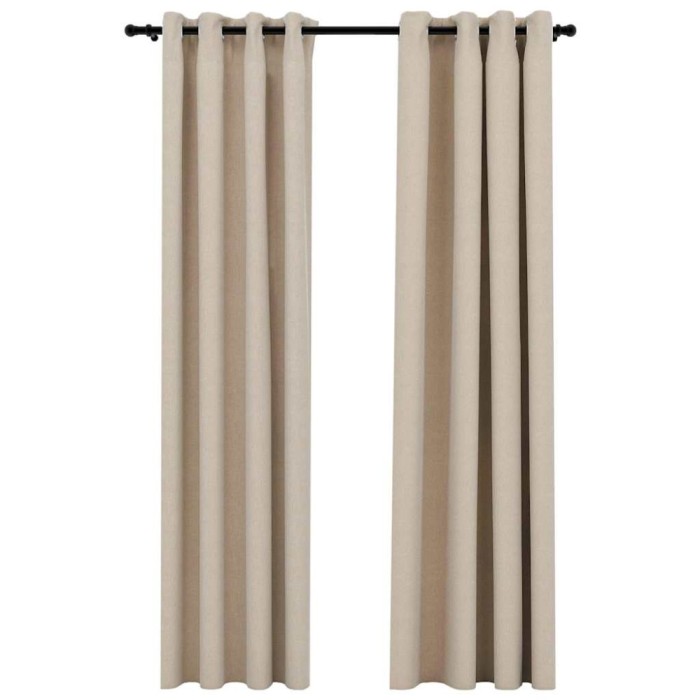 Perdele opace, aspect panza, cu ocheti, 2 buc., bej, 140x245 cm