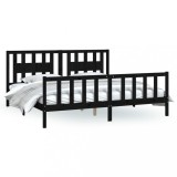 Cumpara ieftin Cadru de pat cu tablie, negru, 200x200 cm, lemn masiv de pin