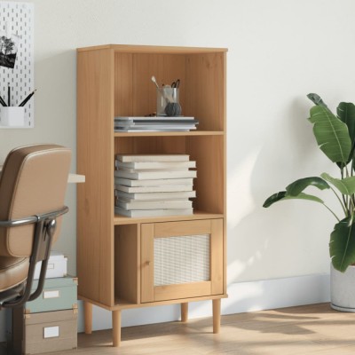 vidaXL Bibliotecă SENJA aspect ratan maro 60x35x130 cm lemn masiv pin foto