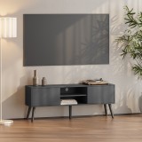 Comoda TV Eskilstuna cu 2 usi si 2 rafturi, gri &icirc;nchis, 120 cm