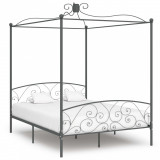 VidaXL Cadru de pat cu baldachin, gri, 180 x 200 cm, metal