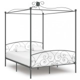 VidaXL Cadru de pat cu baldachin, gri, 160 x 200 cm, metal