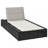 VidaXL Sezlong cu pernă plutitoare Rattan poli negru