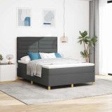 Cumpara ieftin Pat cu arcuri cu saltea Gri &icirc;nchis 140 x 190 cm țesătură