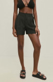 Answear Lab pantaloni scurti femei, culoarea negru, neted, high waist