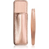 Tweezerman Mini Slant Studio Collection pensete cu varfurile tesite mini cu trusă de călătorie Rose Gold 2 buc