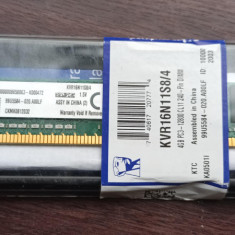 Memorie Calculator Gaming PC Kingston Value RAM 4GB DDR3 1600MHz KVR16N11S8/4