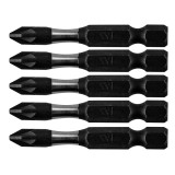 Set 5 biti de impact PZ2 din otel S2, 50 mm, pentru surubelnita 1/4"